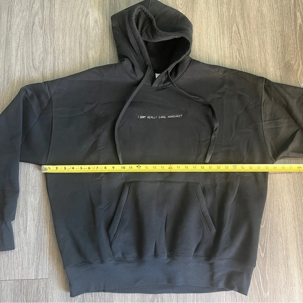 I DON’T REALLY CARE, MARGARET Black Hoodie Size L/XL - Picture 4 of 8
